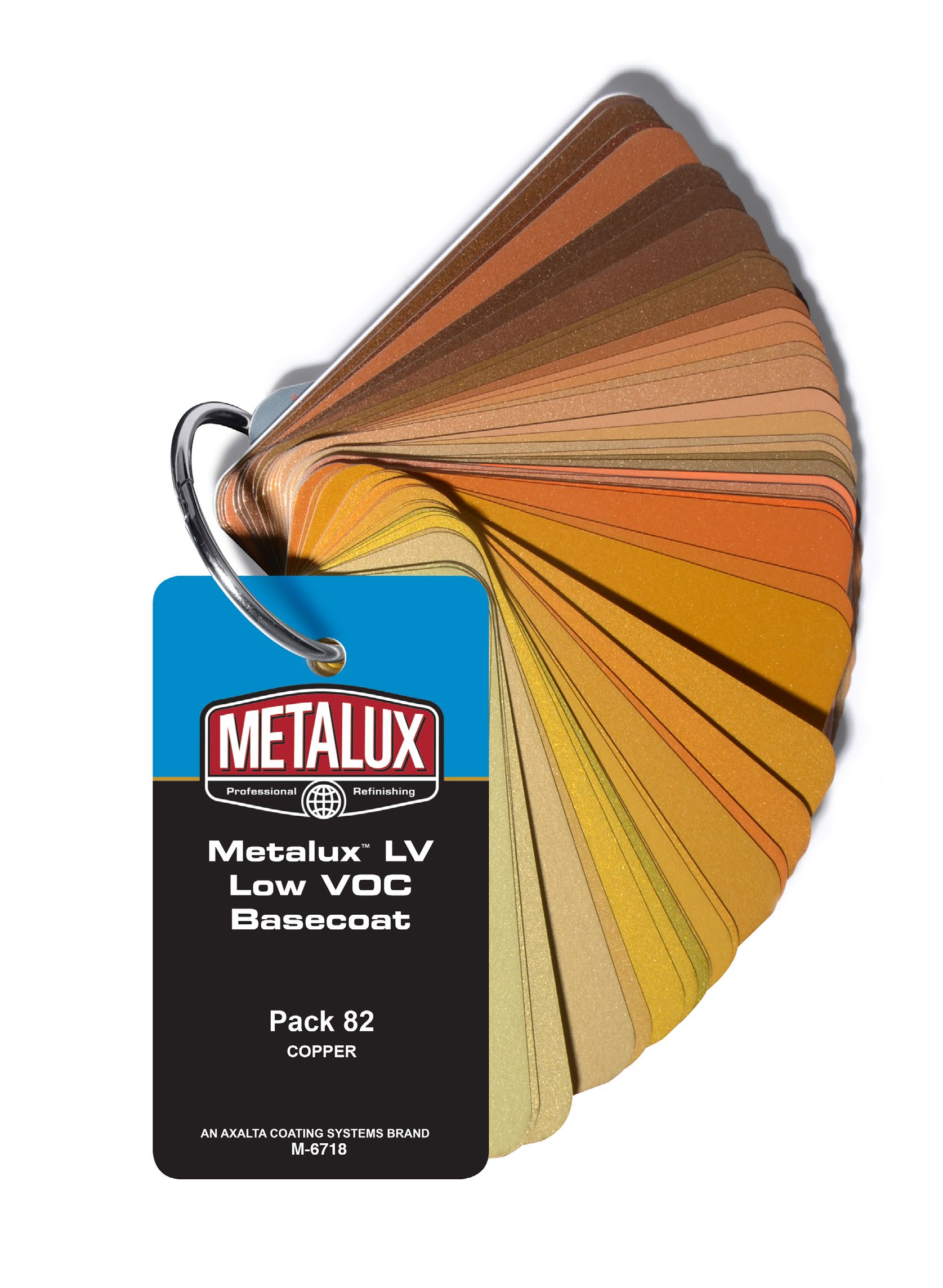 A fanned color deck in warm tones